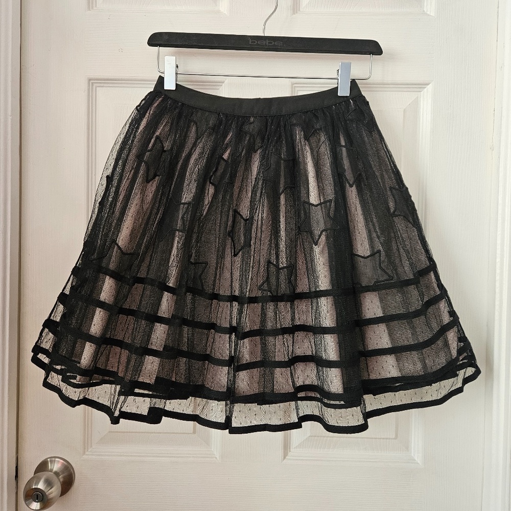 Red Valentino Black Star Tulle Swiss Dot Ballerina Skirt IT Size 38